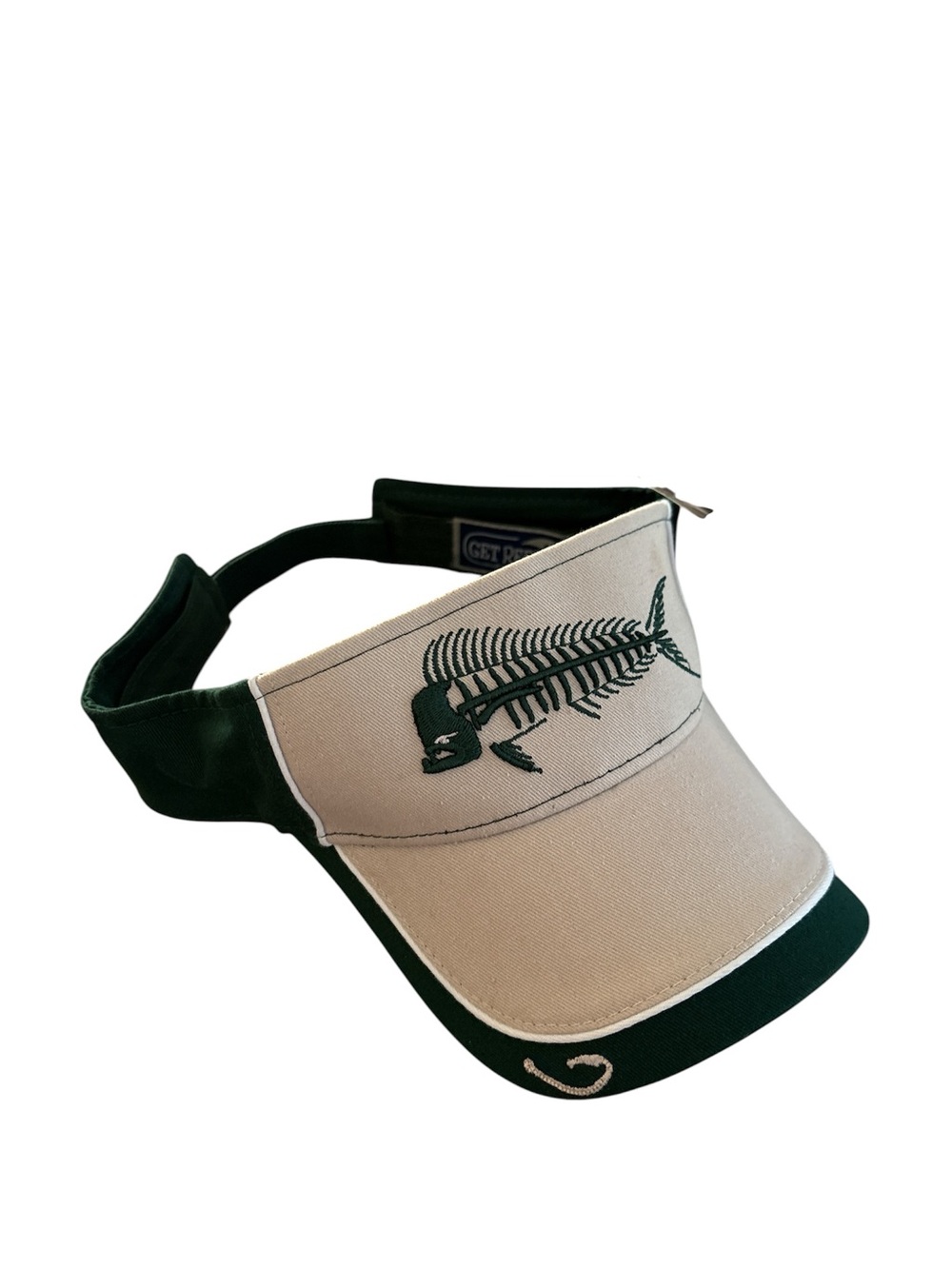 Beige and Dark Green Fish Skeleton Visor